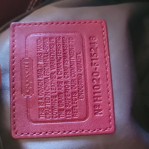 COACH red signature embossed leather satchel bag - Picture 8 of 11